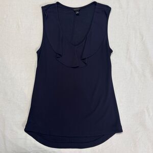 Ann Taylor Navy Sleeveless Ruffle‎ Top Blouse Shirt Tank XSmall